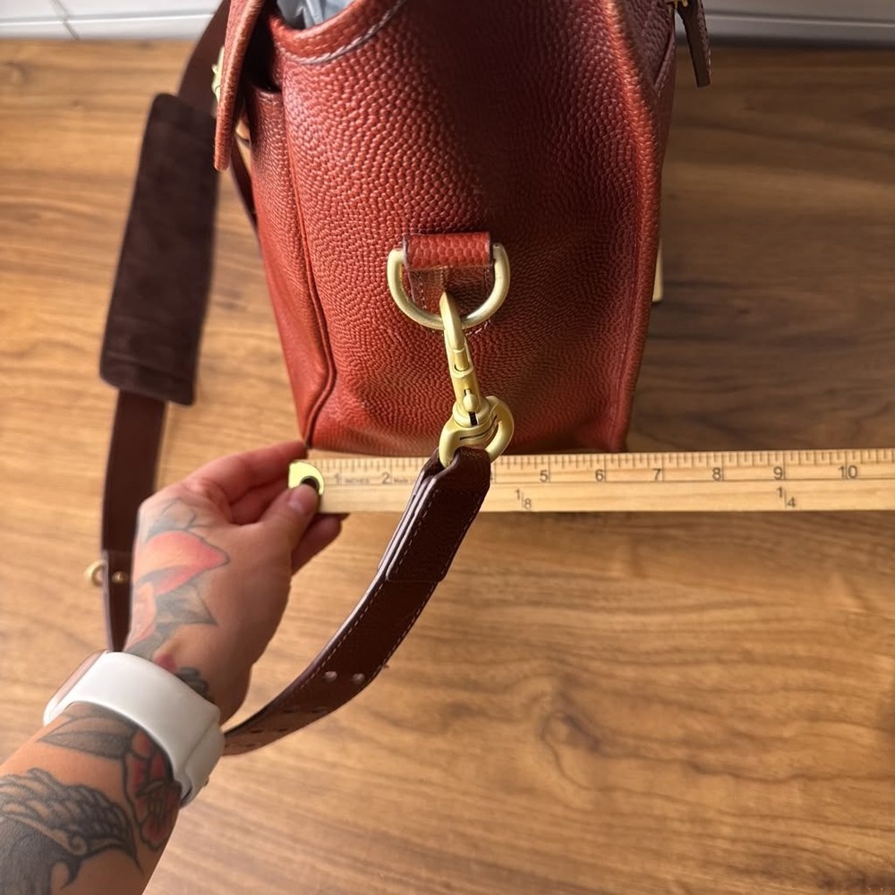 Brooks Brothers Football Leather Briefcase Vintage Messenger Brass Hardware - Picture 8 of 16